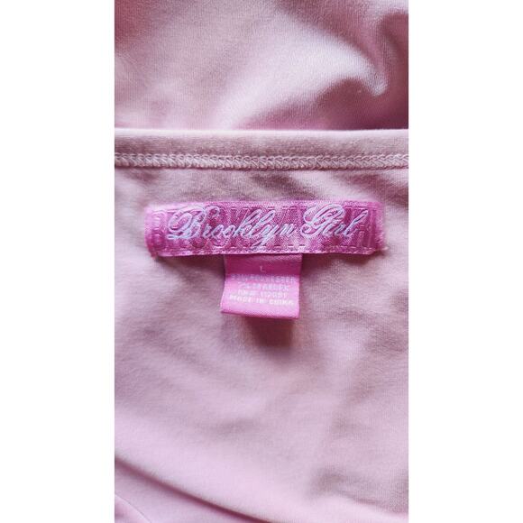 Blush Pink silky Camisole lingerie intimate top sequined lace trim ruched Large - Picture 6 of 7